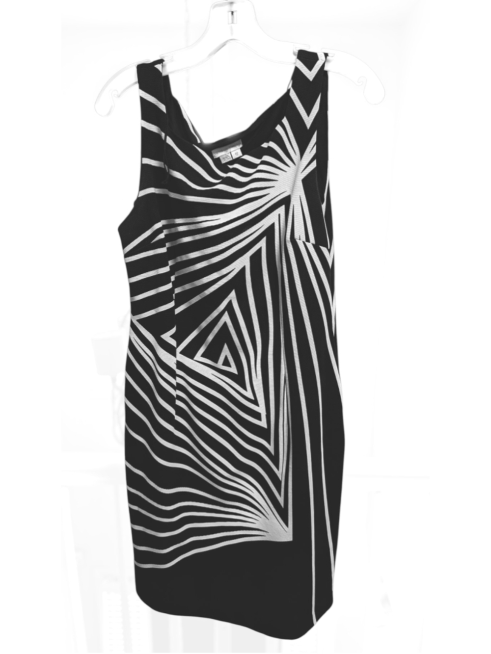 LONDON TIMES Black White Geometric Sleeveless Dress 12